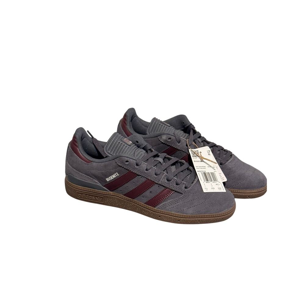 Adidas Busenitz HQ7532 Skateboarding Shoes Gray Maroon Gum Suede NWT Mens 7.5